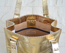 Load image into Gallery viewer, Katrina Small Tote -Metallic Leather