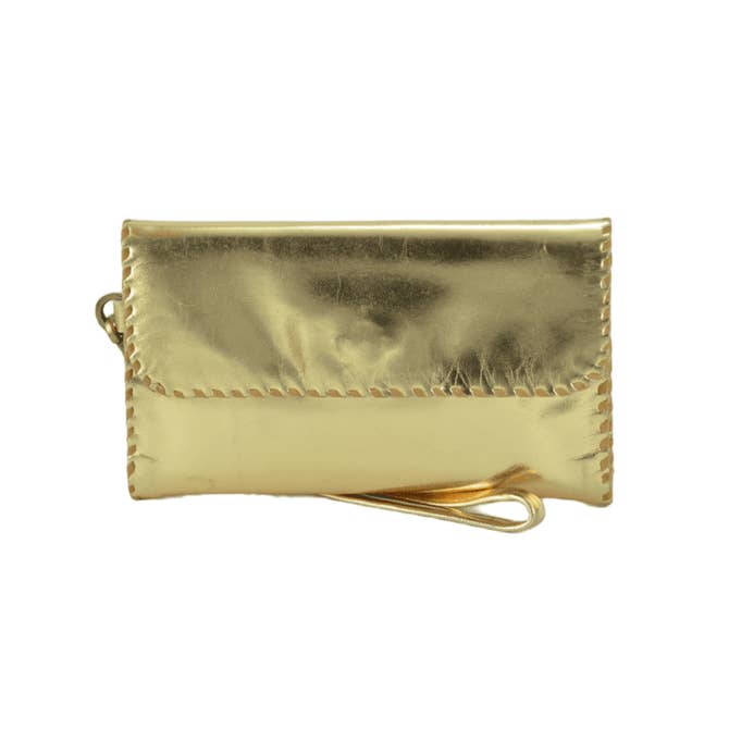 Nancy In Gold Script Nancy Wallet Metallic Leather – Studio Caleidoscope